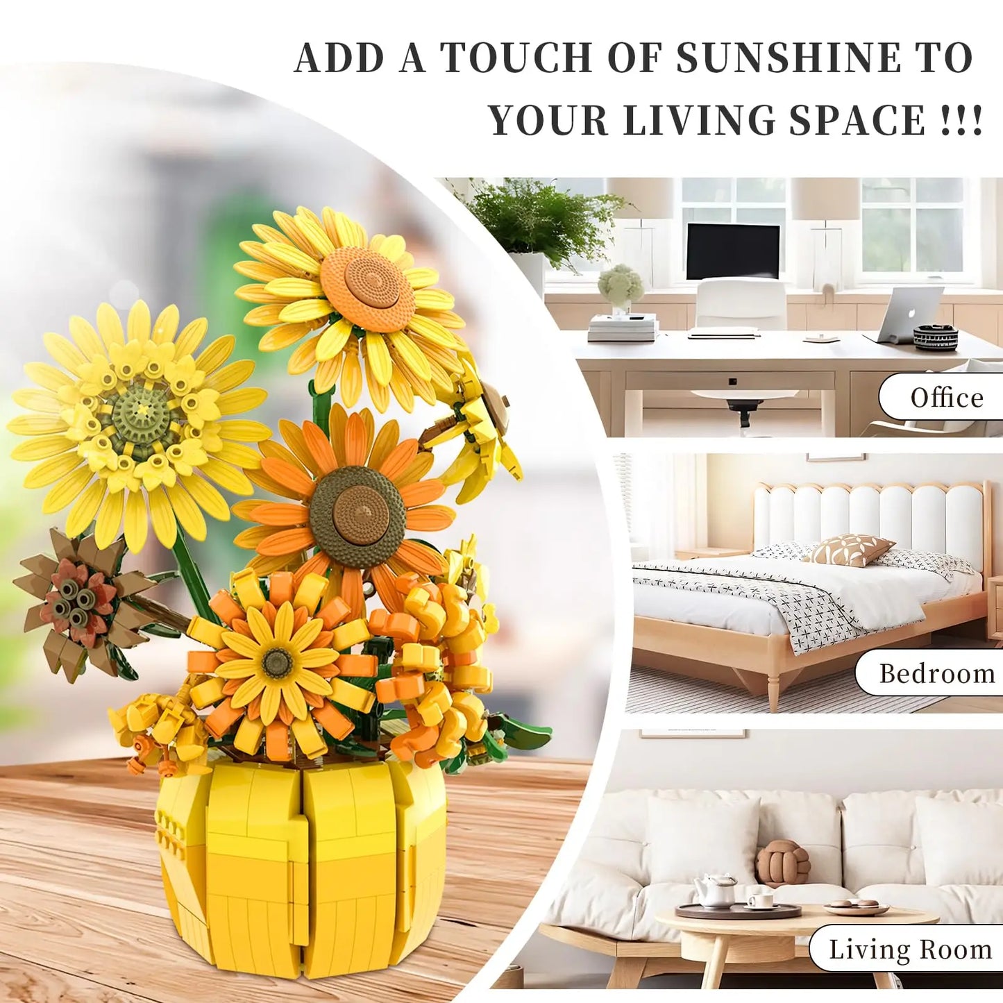 Bouquet Tournesol en Blocs de Construction