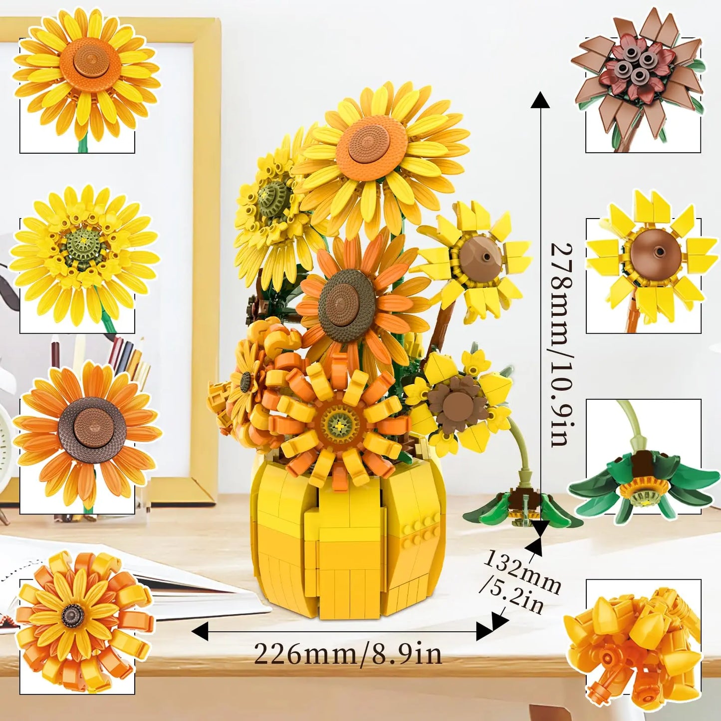 Bouquet Tournesol en Blocs de Construction