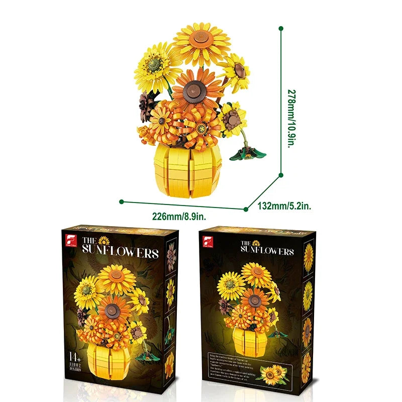 Bouquet Tournesol en Blocs de Construction