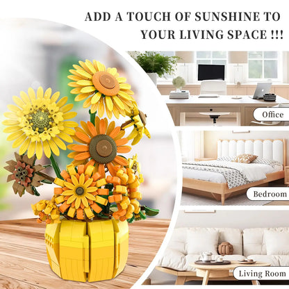  Bouquet Tournesol en Blocs de Construction