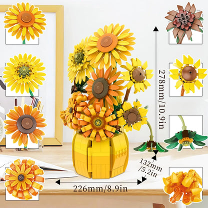  Bouquet Tournesol en Blocs de Construction